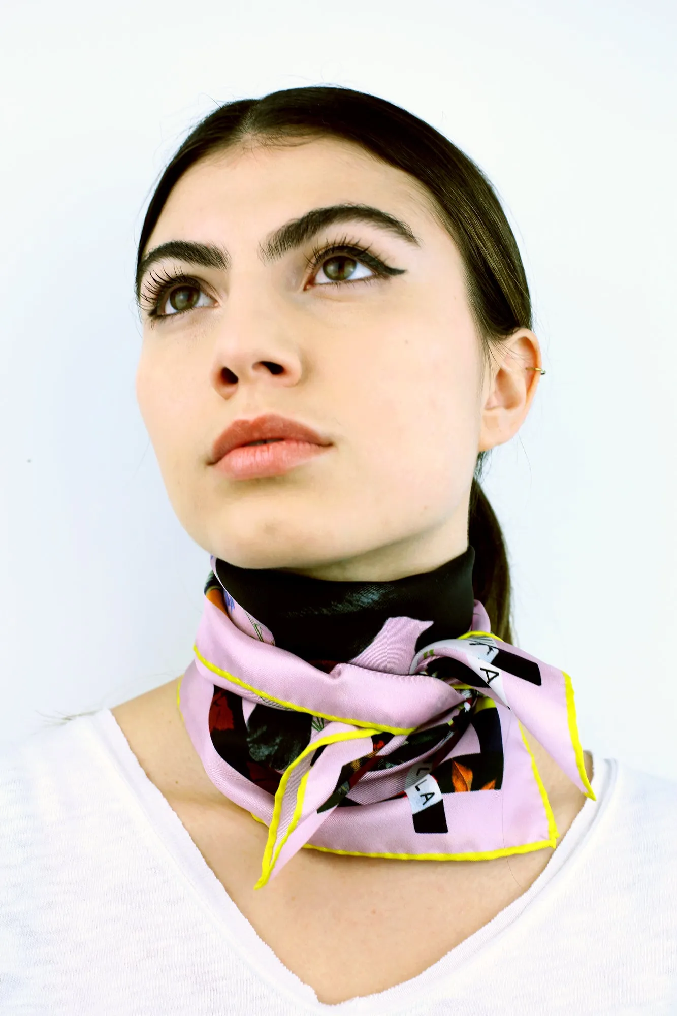 CAT SAUVAGE / DUSK Pink Print Silk Scarf